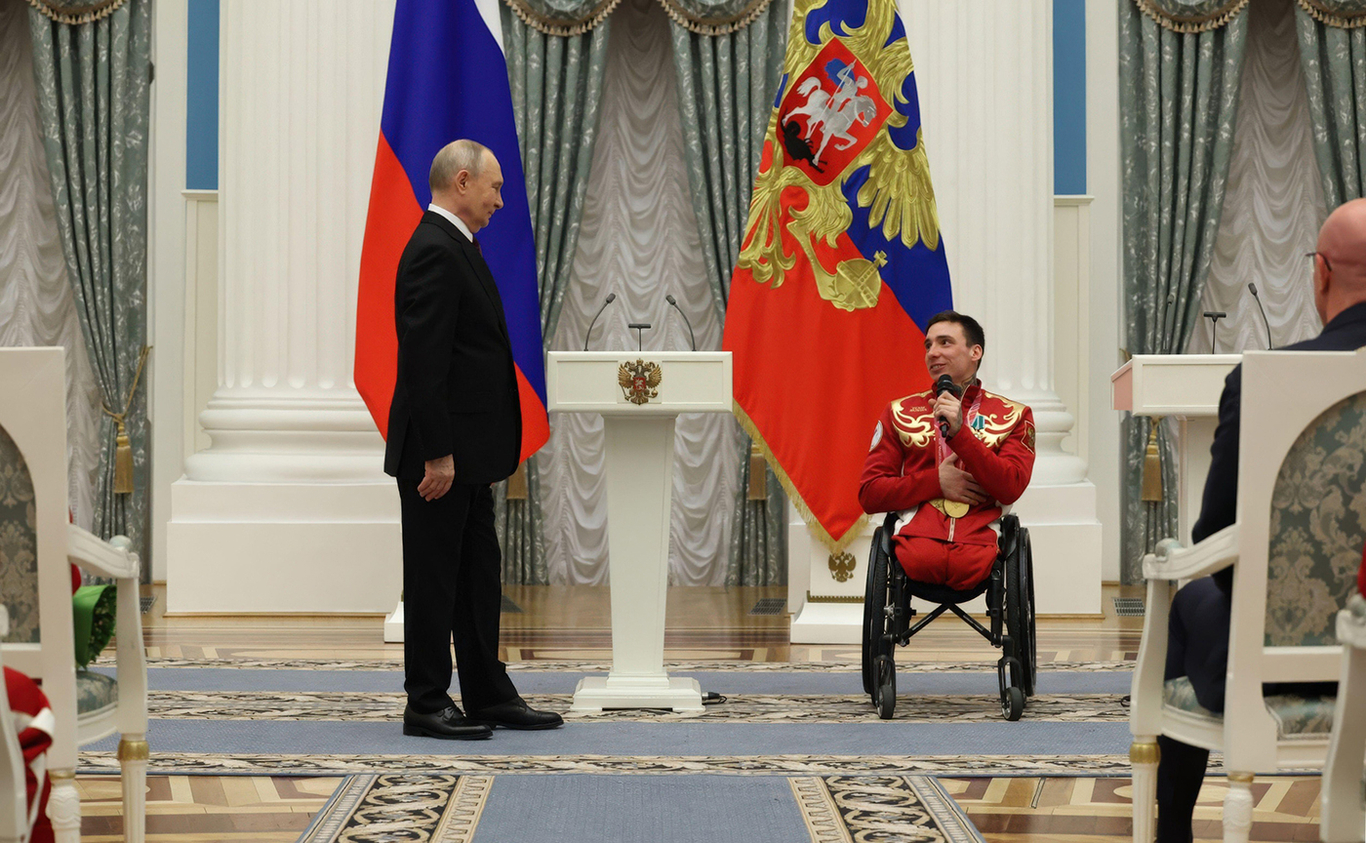 An award ceremony for Russian Paralympic athletes at the Kremlin, 19 March 2026. Photo: Vyacheslav Prokofyev / Alamy / Scanpix / LETA