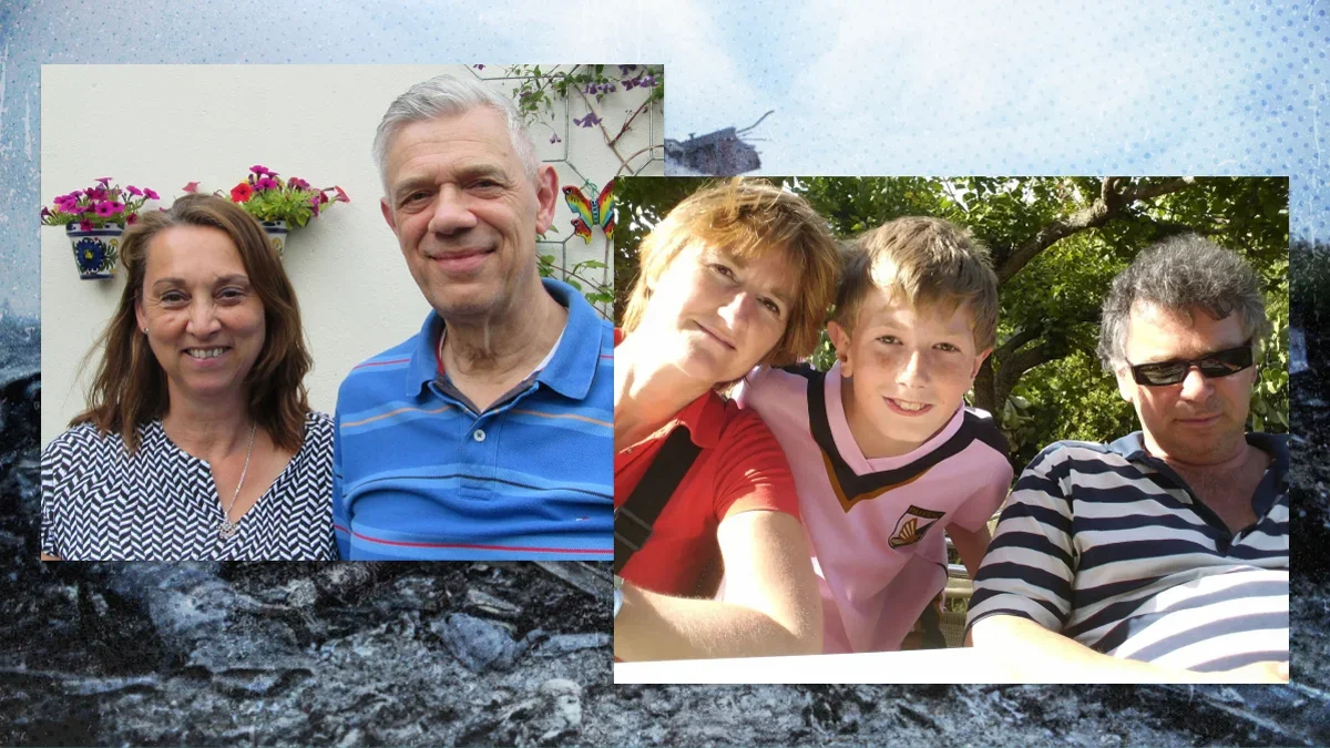 <br>Left: Loes and Robbert van Heijningen. Photo: Yekaterina Glikman. Right: Tina, Zeger and Erik van Heijningen. Collage: Novaya Gazeta Europe / Alyona Zykina, EPA